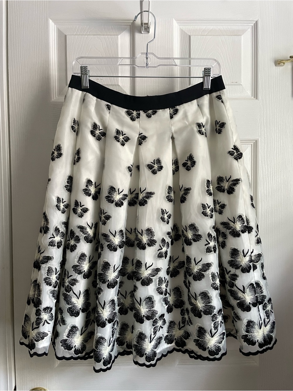 Talbots Black and White Butterfly A-Line Skirt, Size 6